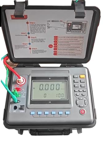 High Voltage Insulation Tester 5kV Insulation Tester High-Voltage Insulation Resistance Tester with Insulation Resistance Range 0.01MΩ～10TΩ DC Voltage Range 0.1~1000V 6 Step Voltage Regulation