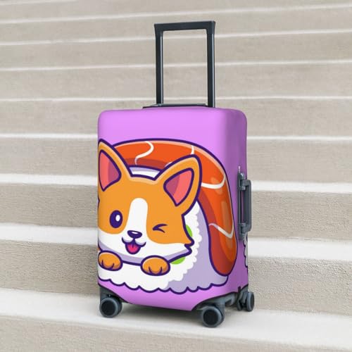 Corgi In Sushi Roll Luggage Cover TSA Approved Stylish Dust and Scratch Resistant Luggage Case Protector Washable Elasticated Luggage Covers for Kids and Adults3