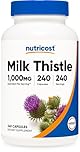 Nutricost Milk Thistle 250mg (1000mg Equivalent), 240 Vegetarian Capsules - 4:1 Extract - Non-GMO and Gluten Free