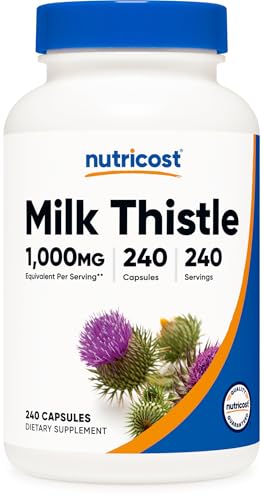 Nutricost Milk Thistle Extract 240 Capsules for 240 Servings Per Bottle - Vegan, GMO Free and Gluten...