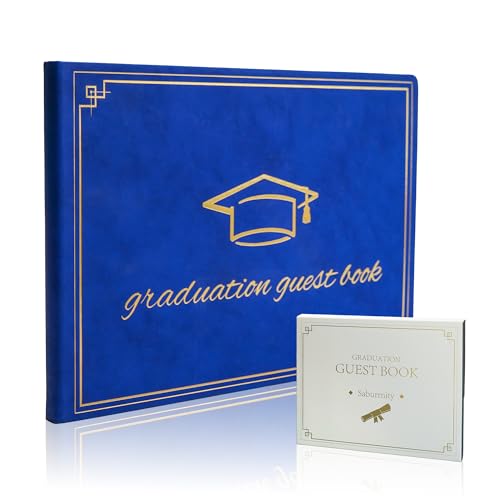 Image of Graduation Guest Book 2026 - Memory Scrapbook for College Gifts Graduation, Guest Book for Graduation Party Sign-In with Custom Message 120 Pages, 7x9 Inch Elegant Graduation Yearbook (Blue)