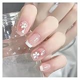 Faux Ongles 24Pcs Shiny Press on Fake Nails Dark Pink Square Short Gel Cover False Fingernails Manicure Art Tips for Women and Girl(Color1)