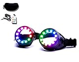 LED Goggles Glasses, Adjustable Modes & Speed by Remote Control, Colorful Flashing Glow Cyberpunk Eyewear Visor, Light Up EDM Festival Rave Party Sunglasses