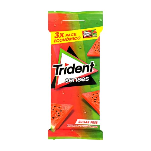TRIDENT Senses Chicles Láminas Sabor Sandía Sin Azúcar, Multipack 3 uds