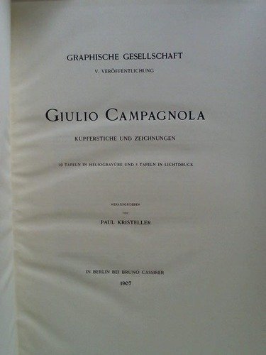 Giulio Campagnola. Kupferstiche und Zeichnungen