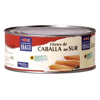 UBAGO caballa macarela en aceite de girasol lata 620 grs
