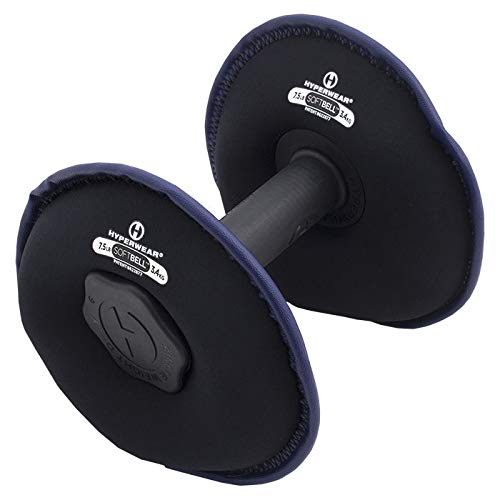 HYPERWEAR SoftBell 3 w 1 Deluxe hantle neoprenowe, regulowane, z prostym uchwytem i 2 obciążnikami 3,8 kg