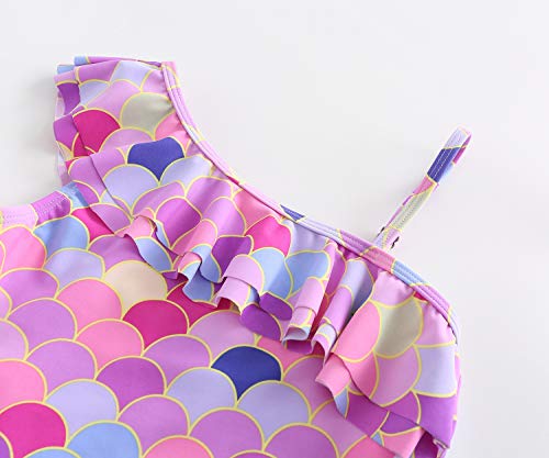 Image of Girls One Piece Swimsuits One Shoulder Ruffle Swimwear Floral Bathing Suit