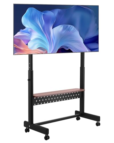 VEVOR Support TV à roulettes, pour téléviseur/LED/LCD/OLED de 1397 à 2540 mm, Chariot TV Portable, Hauteur réglable avec Plateau, jusqu'à 92,99 kg, Max....