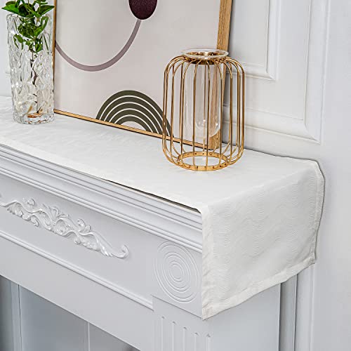 Modern Table Runner 108 Inches Long - Yezex Wave Pattern Waterproof Kitchen Dining Table Runner For Farmhouse Bedroom Living Room Tablerunner, 14X108 (White) #TOP2