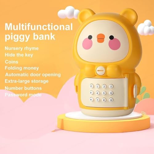 Image of SHAKTISM Cartoon Animal Money Storage Tank for Kids,Electronic Piggy Bank with Music, Keypad & Story Function Secure Coin Bank Safe for Boys & Girls (Chick Design)