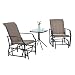 PHI VILLA Patio Swing Glider Set 3 PC Bistro Set with 2 Rocking Chairs & 1 Table, Brown