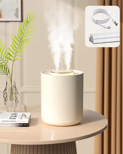 KASYDoFF Humidifier for Bedroom, 1500ML Air Humidifier for Bedroom Baby with Night Light, 1800mAh Rechargeable Humidifiers for Plants,9H Auto Shut-Off, 3 Mist Modes, Super Quiet