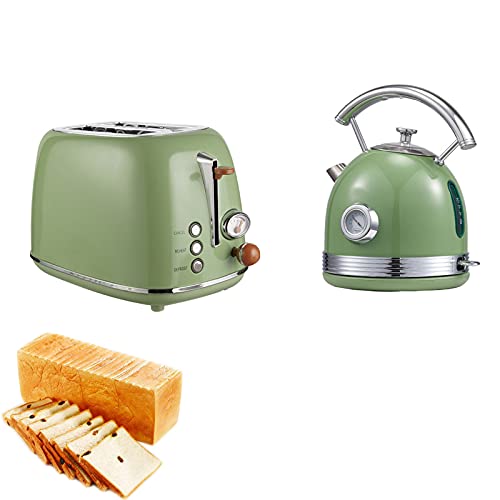 DUTUI Toast Toaster Toaster Heimfrühstücksmaschine Integrierter Wasserkocher Kochendes Wasser Retro 2-Teiliges Set 6…