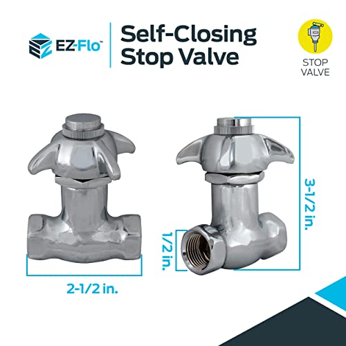 Ez-Flo 1/2 Inch Ips Self-Closing Stop Valve, Brass Plumbing Fitting, Chrome, 10187Lf #TOP5