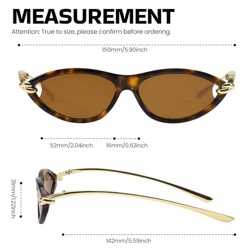 SODQW Gold Cat Eye Sunglasses for Women Trendy Retro Cateye Designer Sun Glasses with Metal Temples 2025 Fashion Shades 5