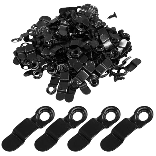 Image of Hordion 100Pcs Picture Frame Turn Buttons Fasteners with Screws, Black | Photo Frame Backing Clips, Picture Frame Hardware for Hanging Pictures Photos Drawings and Posters