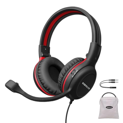 SIMOLIO Wired Headphones for School with Microphone, Stereo...