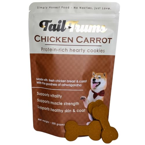 Image of Dog Biscuits - Chicken & Carrot Cookies with Ashwagandha 250g | Healthy Dog Food | Freshly Baked Dog Treats, All Natural & Preservative Free | Human-Grade Ingredients| All Breeds |