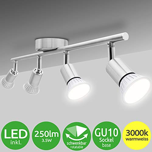 Lámpara de techo LED National Electronics Spot GU10 inclusive 3.5W 250lm LED Bombillas 4 Flama (14 Watts)
