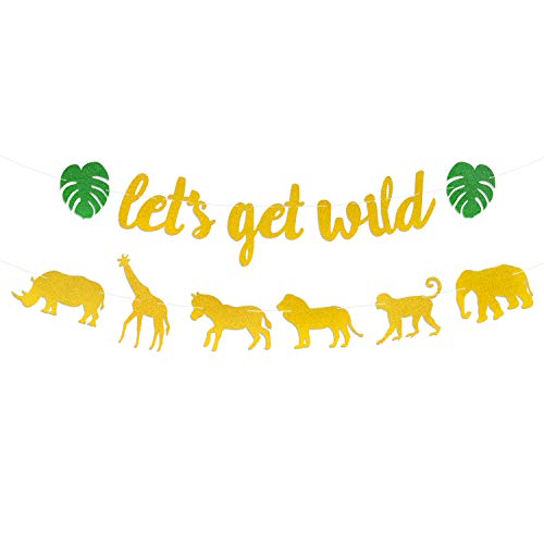 Let's Get Wild Banner Jungle Safari Animal Garland Zoo Themed Baby Shower Wild One Party Welcome Sign Forest 1st Birthday Festival Party