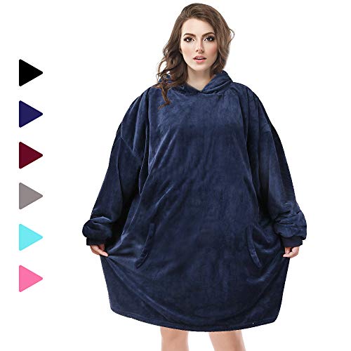 AmyHomie Blanket Sweatshirt, Oversized Sherpa Hooded Sweatshirt,Wearable Hoodie Blanket with Pocket for Adults
