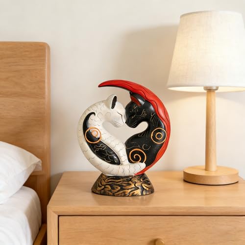 Figura Decorativa Gato Yin Yang Blanco y Negro miniatura 6