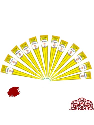 12 coni di henné FADEDA | 12 x 25 g di pasta naturale | marrone castagno (rosso-marrone) | 100% vegetale | pronto all'uso e senza PPD