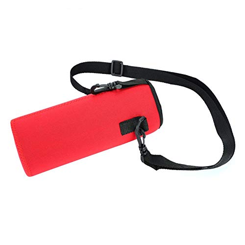 Tampa de garrafa de água, função de isolamento térmico azul com alça vermelha bolsa de tampa de garr