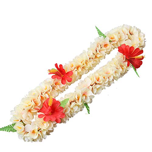 Hawaiian Luau Flower Leis for Adult Jumbo Necklace Mahalo Floral leis Graduation Wedding Leis (Necklace Style 15)