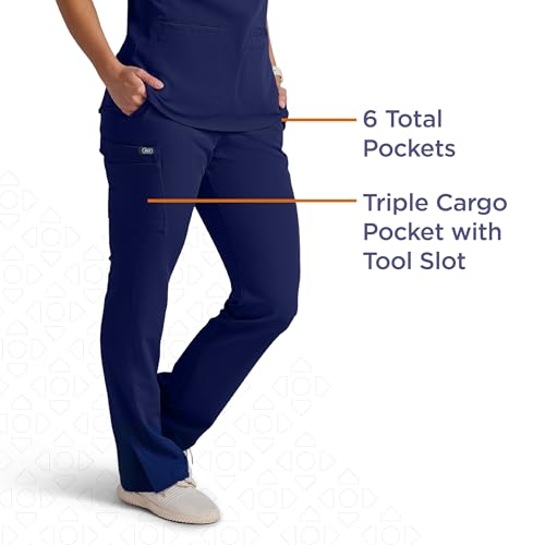 Image of ave. Varick Women's Scrub Pants, Elastic Waistband, 4-Way Stretch Fabric, Fade Resistant, Machine Washable Scrubs, Wrinkle-Resistant, For Nurses & Medical Professionals, (S, Navy)