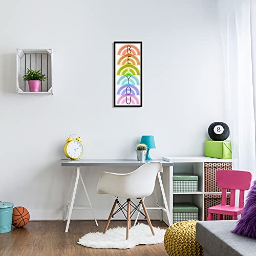 Stupell Industries Be You Kids Motivational Typography Stacked Rainbows, Designed by Daphne Polselli Black Framed Wall Art, 10 x 24, Multi-Color2