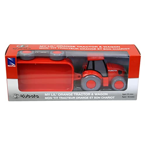 NewRay Pre-School Kubota Lil' Orange Farm Tractor and Wagon - image 2