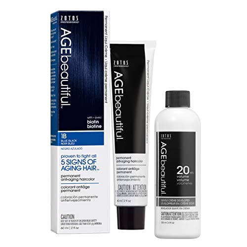 Image of AGE beautiful Permanent Hair Color Cream, 100% Gray Coverage Hair Dye with Biotin Anti-Aging Formula for Fuller, Thicker Hair, Professional Salon Quality