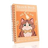 DSTELIN 1 Pack Spiral Bound Sketchbooks (100 GSM Sketch Paper), 50 Sheets per Pack, 7.5' x 5.1' Sketchbook with Yellow Hard Cover for Painting, Drawing and Sketching