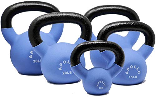 Apollo Athletics 1-Piece Neoprene Coated Solid Cast Iron Kettlebell, 30LB