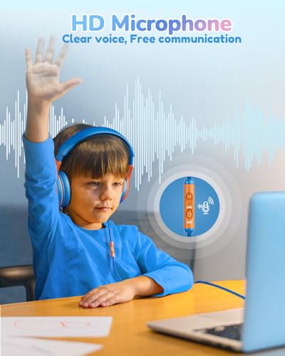 Image of awatrue Kids Headphones Wired - Toddler Headphones with Microphone, Over-Ear Headphones, 85 /94dB Volume-Limiting, 3.5mm Jack, Foldable On-Ear Design - Safe & Comfortable for Learning & Entertainment