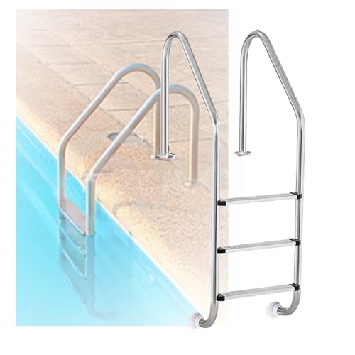 Escalera para piscina de 3 pasos con barandillas acero inoxidable miniatura 1