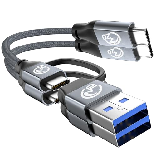 UseBean Cable USB C 240W [0.2M,2Pack], Cable USB C 3.2 Gen 2x2 20Gbps Video 4K,Cable Cargador Carga Rápida PD Tipo C,Cable USB A/C a USB-C para iPhone 15 iPad Pro/Air MacBook Galaxy S24 Ultra