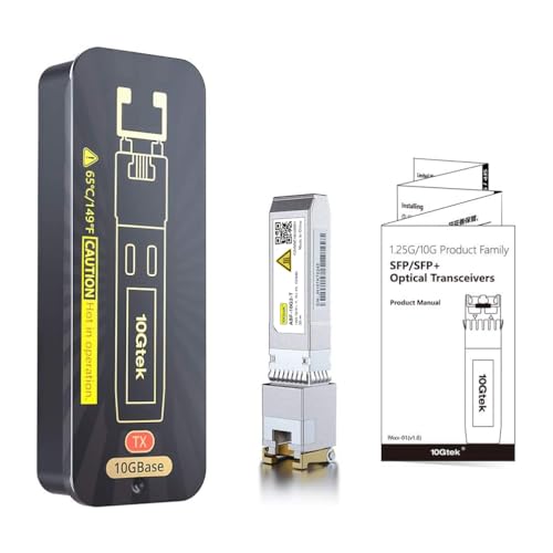 1.25/2.5/5/10GBase-T SFP+ RJ-45 CAT.6a Copper Transceiver, up to 30 meters, Compatible with Cisco SFP-10G-T-S, Ubiquiti UniFi UF-RJ45-10G, Fortinet, Netgear, D-Link and More