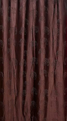 Image of Polyester Premium Tree Design Punching Screen for Home Office | Door Curtain 7 Feet Long Set of 2 | Modern Parde for Living Room Bedroom | Eyelet Rings | Brown Curtains