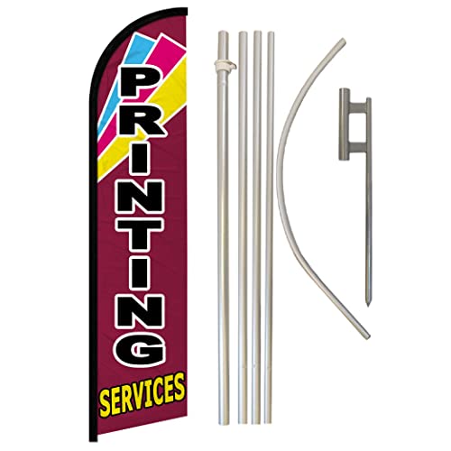 Printing Services Windless Banner Advertising Flag & Pole Kit - Perfect for Office Supply Stores, Printing Services, Customs