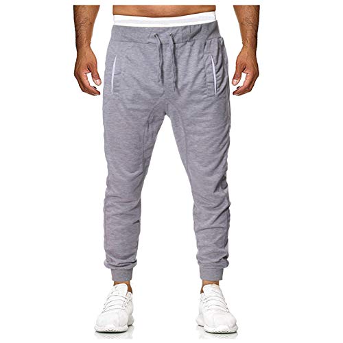 Men Slim Sweatpants,Summer Jogger Pants Waist Drawstring Sport Cargo Pants Casual Open Bottom Trousers Sweatpants (Gray, XL)