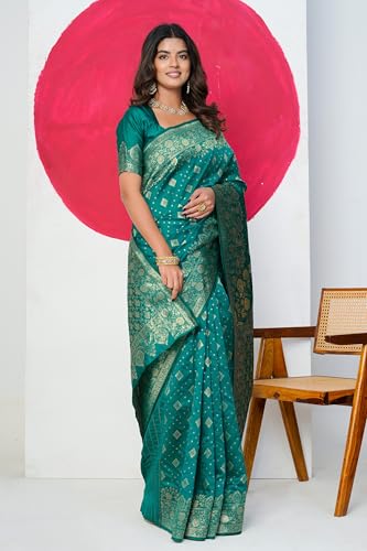 Image of MIRCHI FASHION Women Saree | Banarasi Silk Woven Design Daily Regular Use Sari with Blouse