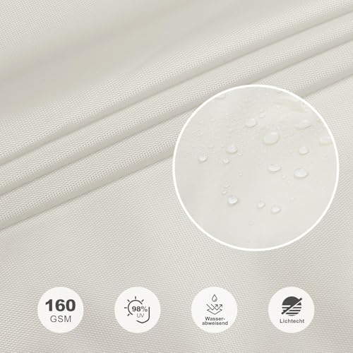 HAIKUS Sonnensegel Wasserdicht Rechteckig 3x4m Sonnenschutz Wasserabweisend Premium PES Polyester mit UV Schutz für Balkon Garten Terrasse Creme 5