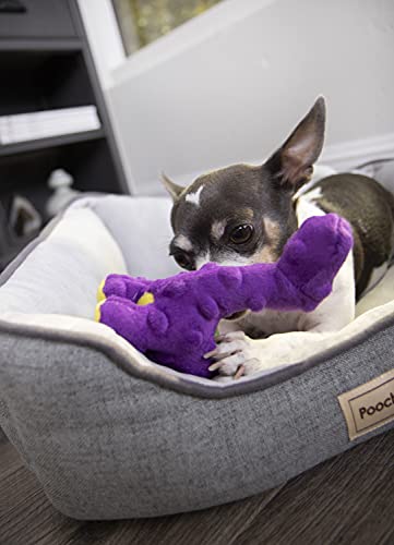 Image of goDog Just For Me Dinos Bruto Squeaky Plush Dog Toy, Chew Guard Technology - Purple, Mini