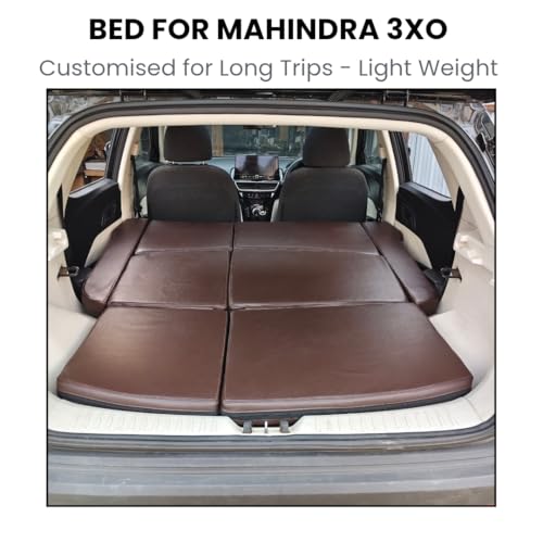 Image of Foldable Car Bed for XUV 3XO | Flat Sleeping Surface | Non-Inflatable | 60 /40 Split | Best for Long Trips with Children (Luxury Brown)