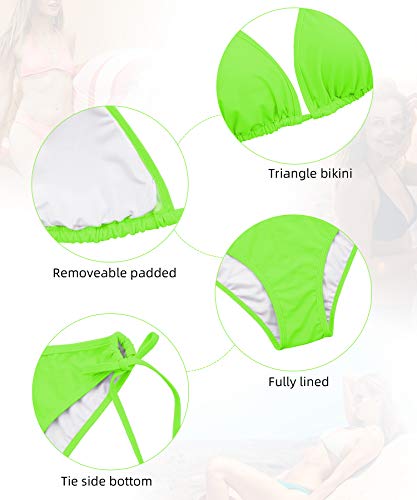 Image of Century Star Women Cute String Triangle Bikini Sets - Swimsuits Two-Piece Tie Side Adjustable Ties Halter Bathing Suit