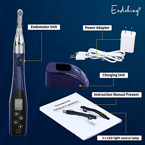Image of Lightweight Cordless Dental Endomotor LED - Blue | 16:1 Reduction Contra Angle | 7 Memory Settings | Efficient, Precise Root Canal Treatment | Compact & Durable Endodontic Tool