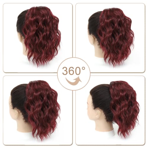 AFNOTE Ponytail Extension,12 Inch Red Drawstring Ponytail Hair Extensions — view 3